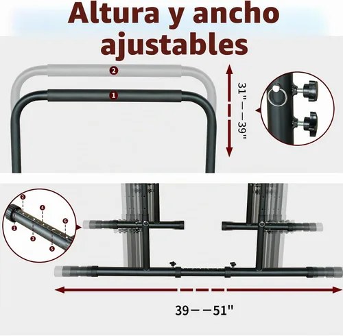 Vista 4 de Estación de inmersión funcional, soportes de inmersión resistentes para entrenamiento de fitness, estabilizador de barra de inmersión, parallette