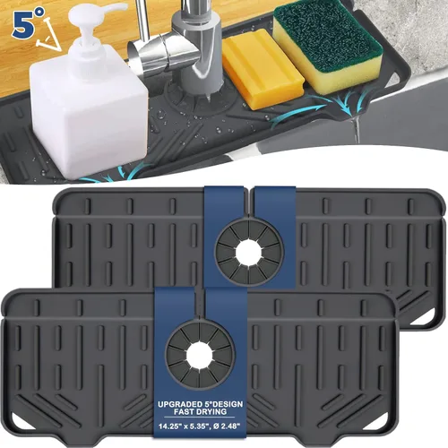 Vista 13 de Bandeja colectora de goteo para mango de grifo de silicona, tapete de grifo de silicona, soporte para esponja de jabón de platos para accesorios