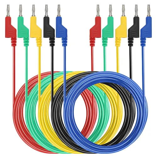 Vista 8 de Sumnacon Juego de 5 cables de prueba de enchufe de plátano a plátano, cable de prueba apilable de 0.157 in para multímetro, cable de prueba