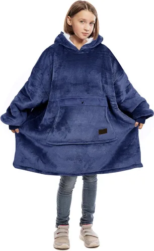 Vista 14 de Catalonia Sudadera tipo manta con capucha para niños, sudadera de sherpa extragrande para adolescentes jóvenes, idea de regalo Dual-Layer Design