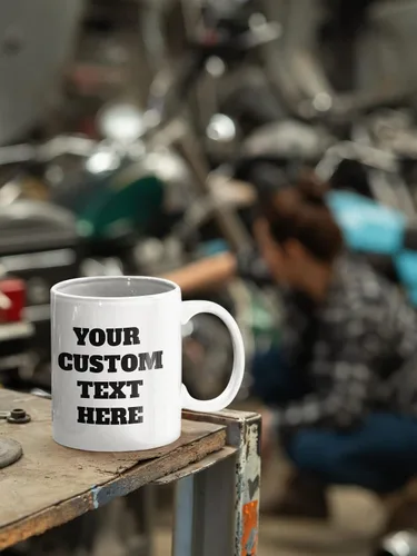 Vista 5 de Tazas personalizadas con palabras, texto o nombres personalizados, taza de café de cerámica blanca de 11 onzas, tazas de café personalizables