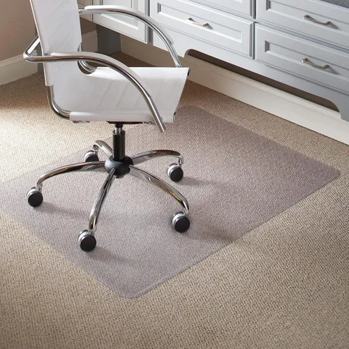 Vista 2 de Tapete para silla de pelo mediano, rectangular de 60 x 96 pulgadas, borde biselado de vinilo transparente