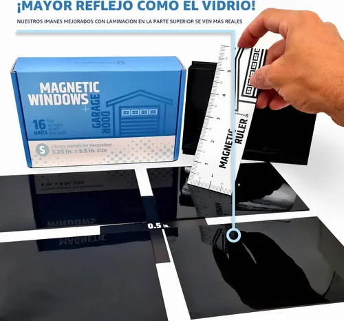 Vista 3 de Ventanas magnéticas fuertes y brillantes para puerta de garaje (tamaño pequeño), se ven como paneles de ventana reales, paneles sintéticos, fáciles