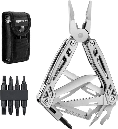 Vista 10 de Pinzas multiherramienta 18 en 1, multiusos, cuchillo de bolsillo, de acero inoxidable duradero, multiherramienta para supervivencia, camping, caza