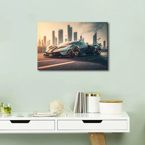 Vista 2 de Car Pictures for Living Room Wall Decor Super Car Driving Art Prints City Highway Road Paintings 1 Piece Canvas Wall Art Super Car Canvas Prints