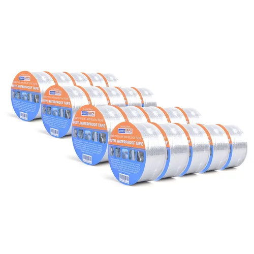 Vista 14 de ADHES - Cinta de butilo impermeable, cinta de papel de aluminio de 2 pulgadas x 16 pies, cinta selladora de butilo para reparación de caravanas Gris