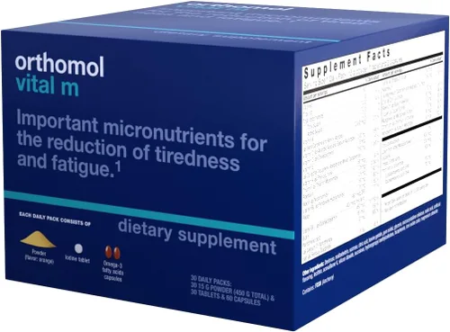Vista 2 de Orthomol Vital M - Paquete de polvo y tabletas para hombres, suplemento vitamínico de 30 días, energía diaria, reducción de fatiga y apoyo