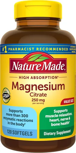 Vista 9 de Nature Made Citrato de magnesio 250 mg por porción (250 mg por cápsulas blandas), 60 recuentos para el soporte nutricional †