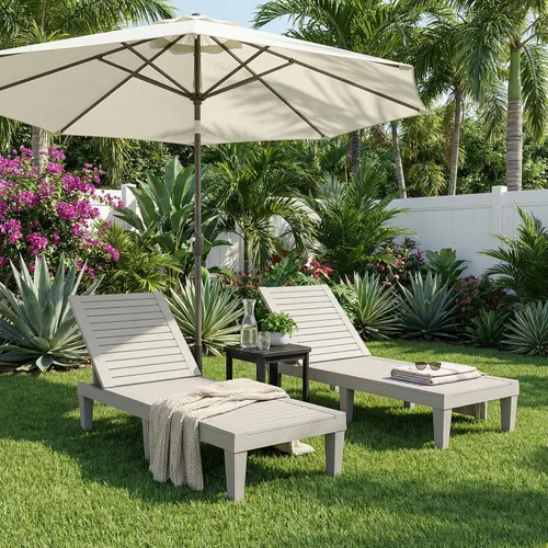 Vista 7 de EFU Sillón para exteriores, juego de 2 sillas de bronceado PP de alto
