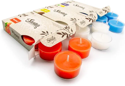 Vista 13 de Paquete de 3 velas de té de manzana, 18 velas perfumadas (cosecha, caramelo, tarde) - Colección de panadería y frutas