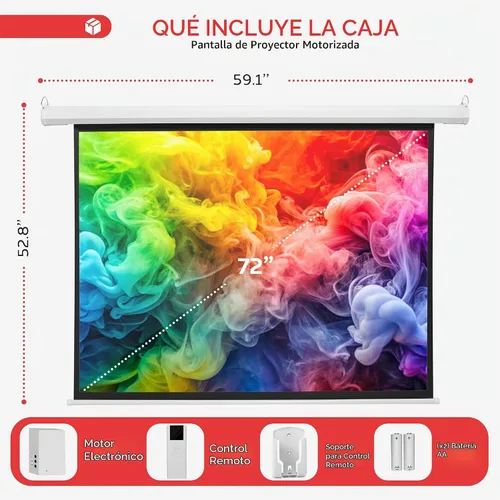 Vista 7 de Pyle PRJELMT76 - Pantalla de proyector portátil motorizada blanca mate de 72 pulgadas, pantalla de proyección automática con montaje en pared/techo