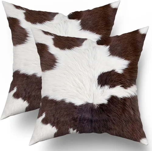 Vista 10 de Juego de 2 fundas de almohada lumbares de piel de vaca occidental de 12 x 20 pulgadas, fundas de almohada rectangulares decorativas de piel