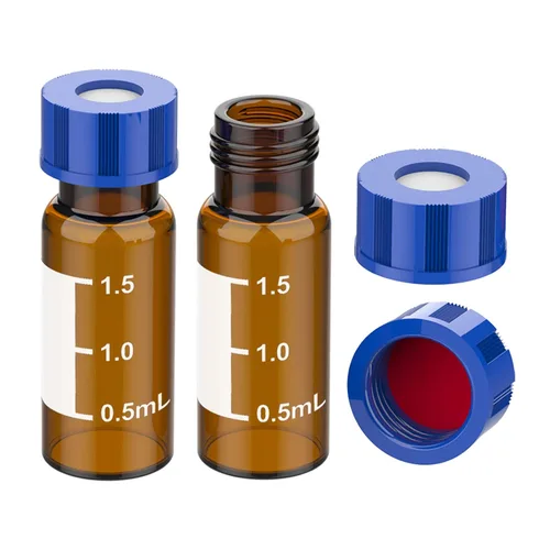 Vista 10 de Membrane Solutions Viales de muestreo automático, viales de HPLC de 0.1 fl oz, viales de ámbar de laboratorio 9-425 con punto de escritura