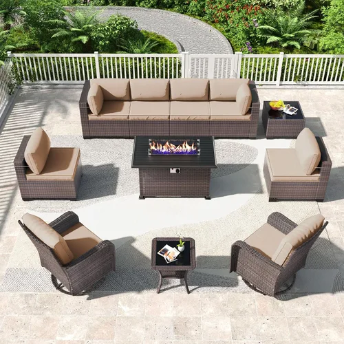 Vista 91 de Kullavik - Juego de muebles para exterior de 6 piezas con sofá modular de ratán de polietileno, color negro