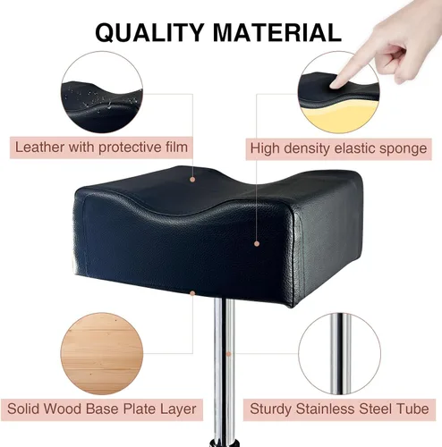 Vista 3 de Reposapiés de pedicura, silla de pedicura ajustable en altura, taburete de pedicura antideslizante para masaje, oficina o hogar, color negro