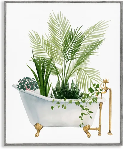 Vista 11 de Vintage Tub Botanical, 11 x 14 pulgadas enmarcado Giclée Print Stupell Industries · Por Grace Popp · Listo para colgar · Ideal para baño