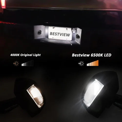 Vista 3 de Bestview Carcasa LED para placa de matrícula negra, conjunto de lámpara de etiqueta de repuesto compatible con Chevy Silverado GMC Sierra Avalanche