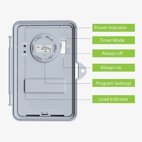 Vista 8 de BN-LINK Temporizador de bomba de piscina, caja de temporizador digital para exteriores, resistente programable de 7 días, 2 HP 40 A máximo, 120