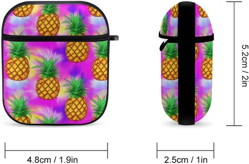 Vista 2 de Funda con diseño tropical de piñas de neón para AirPods, TPU a prueba de golpes, compatible con AirPods 2 y 4
