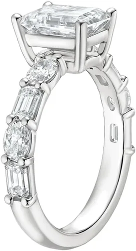 Vista 2 de IGI - Anillo de compromiso de diamantes creados en laboratorio de 4.0 quilates con diamantes de laboratorio redondos blancos de excelente corte