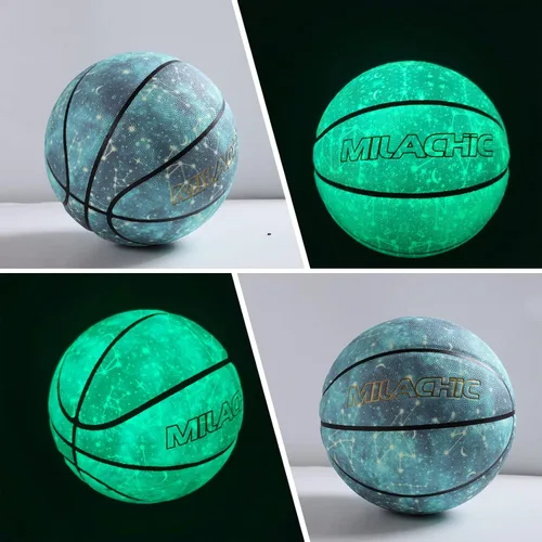 Vista 5 de Balón de baloncesto personalizado, que brilla en la oscuridad, regalo de baloncesto personalizado tamaño 7 (29.5"), tamaño 6 (28.5"), tamaño 5 Azul
