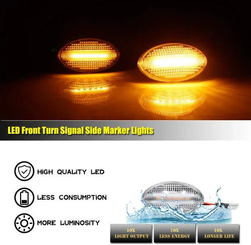Vista 5 de Lente clara ámbar Led Fender lateral marcador luz de señal de giro lámpara para Mini Cooper R50 R52 R53 Lente Transparente