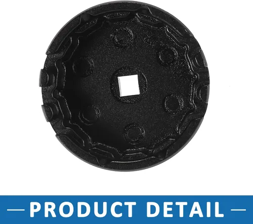 Vista 6 de Llave de tapa de filtro de aceite, 14 flautas, 6 ranuras, herramienta de extracción de tapa de filtro de aceite de 2.539 in para Toyota Corolla Negro