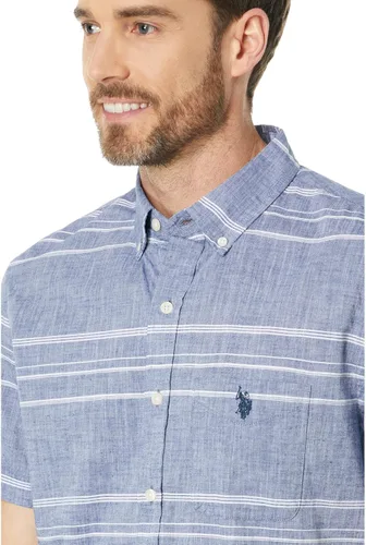 Vista 3 de U.S. Polo Assn. Camisa tejida de popelina flameada de manga corta
