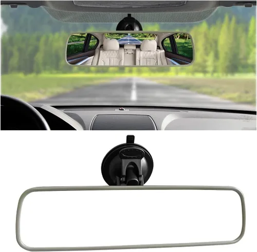 Vista 10 de Espejo retrovisor de coche de 9.8 pulgadas con ventosa, espejo retrovisor interior de auto ajustable antirreflejos, espejo interior de vehículo HD