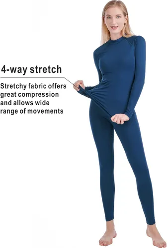 Vista 3 de Qualidyne - Conjunto de ropa interior térmica para mujer con capa base ultrasuave y pantalones largos para deportes de invierno