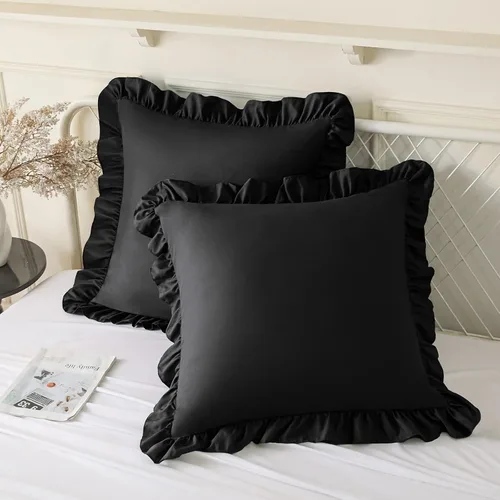 Vista 17 de KKJIAF Paquete de 2 fundas de almohada con volantes de 18 x 18 pulgadas