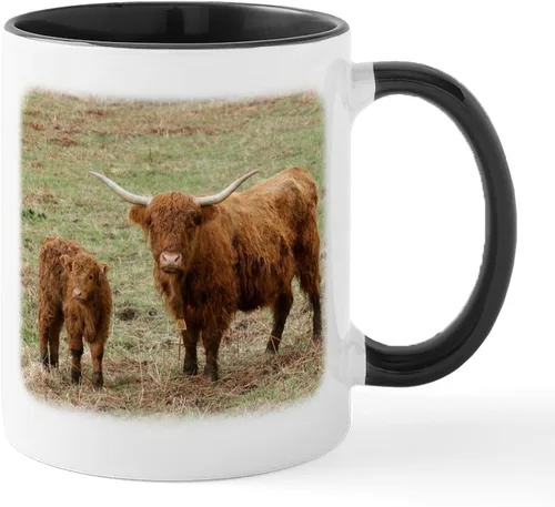 Vista 7 de CafePress Heilan Coo (Highland Cow) Taza de café de cerámica de 11 oz (11.0 fl oz)
