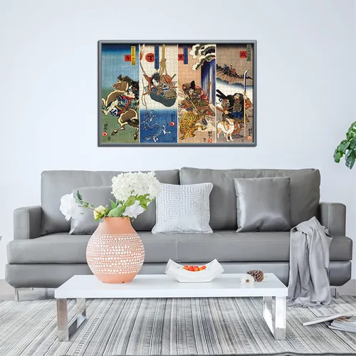 Vista 4 de Rompecabezas de madera para adultos de 1000 piezas en adelante, dragón japonés, tigre Ukiyo-e, Kuniyoshi, Kakegawa, samurái japonés, pintura