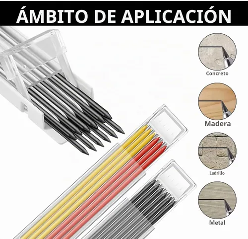 Vista 6 de greywolf Paquete de 2 lápices de carpintero, lápices de carpintero resistentes con 14 repuestos, marcadores automáticos de punta larga con afilador