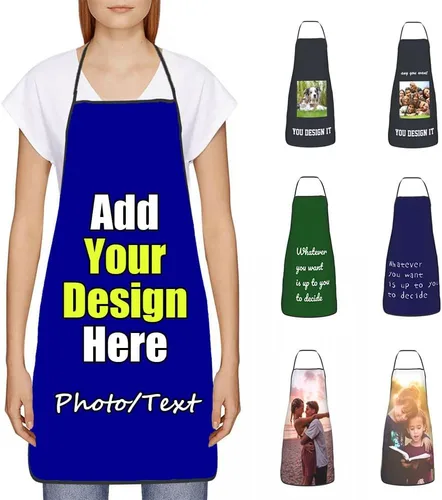 Vista 11 de Delantal Personalizado, Diseña Tu Propio Delantal de Cocina para Cocinar, Sube Tus Fotos Favoritas Logo, Añade Cualquier Nombre o Texto