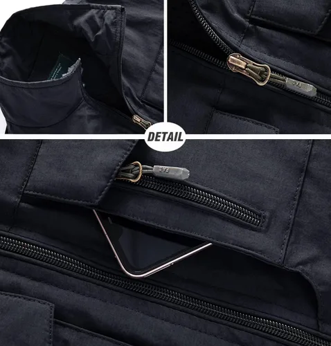 Vista 5 de LOUECHY Chaleco de viaje para hombre, con múltiples bolsillos, ligero, sin mangas, para senderismo, pesca, golf