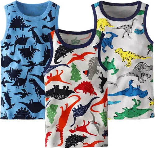 Vista 43 de Camisetas sin mangas de algodón suave para niños pequeños, paquete de 3
