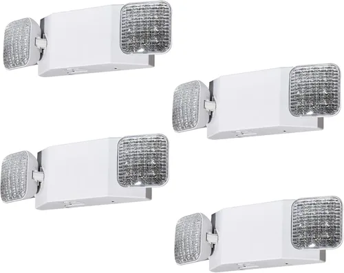 Vista 10 de Luces de emergencia LED con batería de respaldo, luz de emergencia comercial ajustable de dos cabezales, certificación UL, CA 120/277V, accesorios