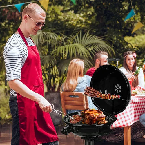 Vista 6 de Techwood - Parrilla eléctrica de 1600W para interiores y exteriores, parrilla eléctrica para barbacoa, parrilla portátil extraíble de pie, negra