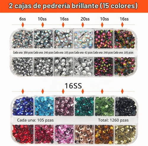 Vista 5 de Catcan Herramienta Aplicadora de Hotfix, Kit Aplicador de Rhinestones Hotfix Bedazzler con 2 Cajas de Rhinestones de Cristal AB Herramienta Naranja
