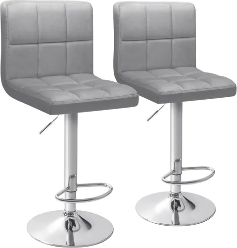Vista 17 de Homall - Taburetes de bar de cuero sintético, con altura ajustable, giratorios, hidráulicos sin brazos, taburete de bar y cocina cuadrado de altura