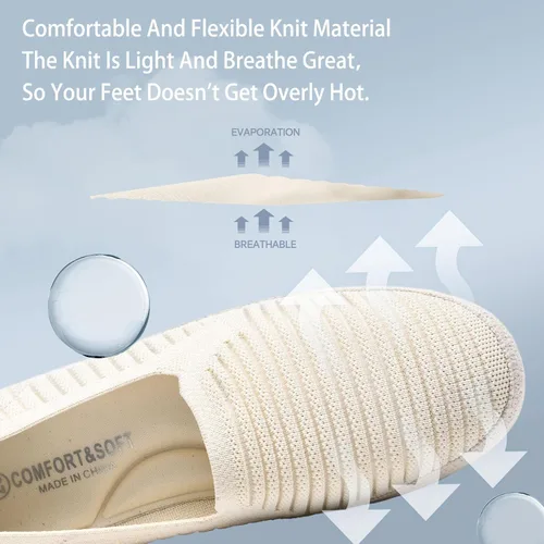 Vista 3 de Women Casual Slip on Walking Shoes Comfortable Knitted Hands Free Slip ins Sneakers with Arch Support Fashion Work Nurse Tennis Shoes