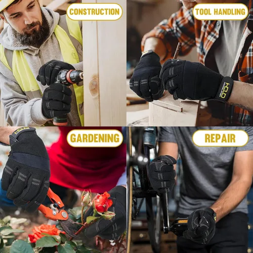 Vista 5 de HLDD HANDLANDY Work Gloves Women, Safety Work Gloves Touchscreen Working Glove for Mechanic, Gardening, Construction, DIY Negro