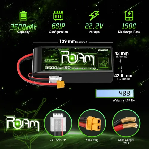 Vista 2 de OVONIC 6S Lipo Batería 3500mAh 22.2V 150C con XT60 Plug para RC Truck Truggy Buggy Tank RC Car Racing Hobby
