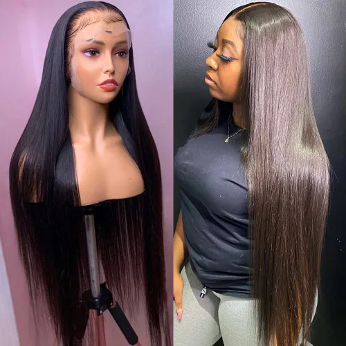 Vista 15 de Hermosa - Pelucas de cabello humano con encaje frontal HD de 13 x 4 pulgadas, prearrancadas con cabello de bebé, densidad 180, transparente, 9A
