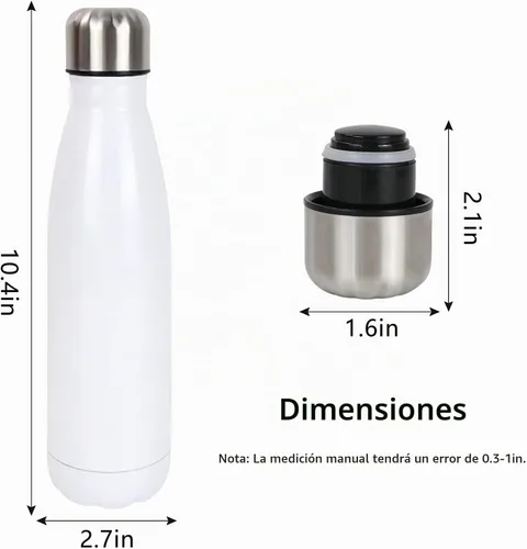 Vista 2 de 4 botellas de agua deportivas en blanco de 17 onzas con aislamiento de doble pared elegante con forma de cola aislada 4 piezas blancas