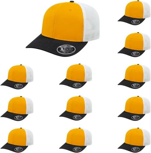 Vista 72 de Cap America i8502 Flexfit 110 Premium - Gorra de camionero de perfil medio con 6 paneles de malla trasera con protección UV y cierre ajustable
