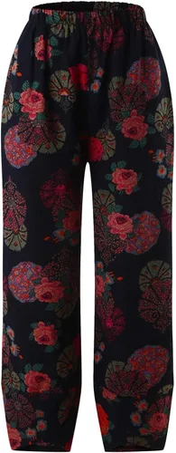 Vista 3 de QULSE Pantalones capri para mujer, pantalones palazzo, pantalones de descanso de pierna ancha, pantalones recortados, pantalones holgados