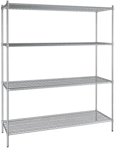 Vista 62 de Kit de 4 estantes de epoxi verde NSF de 21 x 72 pulgadas con postes de 86 pulgadas, estantería de almacenamiento resistente, kit de estantería