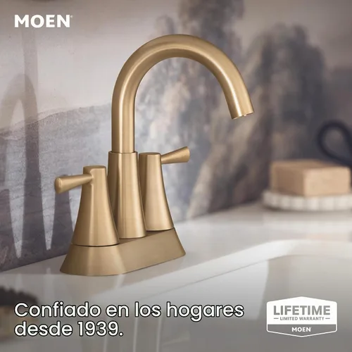 Vista 2 de Moen 84022BZG Ronan - Grifo de baño central de 2 manijas, color dorado Bronce dorado